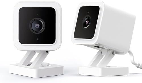 WyzeCamera v3 1080P HD WiFi Indoor/Outdoor Security Camera, White, 2-Pack