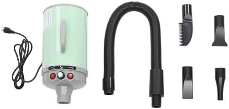 Pet Dryer, 2200W High Velocity Dog Hair Dryer Adjustable Speed and Temperature Control Dog Blow Dryer Low Noise Professional Dog Grooming Dryer with 4 Nozzles Detachable Hose (Grey+Green)