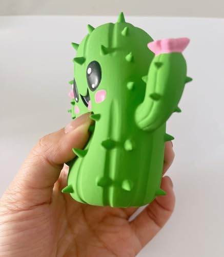 Cute Cactus Dog Squeaky Toys, 2-Pack Green and Yellow, Latex Rubber Interactive Pet Chew Toy