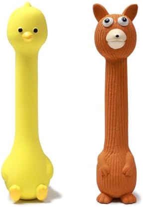 SCHITEC Squeaky Dog Toys, [2 Pack] Squawking Latex Toy with Interactive Squeaker, Squeak Rubber Duck Chicken for Medium Small Dogs