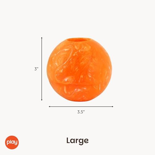P.L.A.Y. Cute Outdoor Dog Toys - ZoomieRex IncrediBall Rubber Ball Toy, Great for Puppies & Small, Medium, Large Dogs - Dishwasher Safe, Indestructible, Floats in Water, Beach Friendly (Orange, Large)
