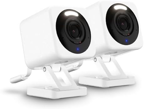 WYZE Cam v4 (Latest Model), 2.5K AI Security Camera, Indoor/Outdoor Cameras for Home Security, Baby Monitor & Pet Camera, Color Night Vision, No Subscription Required (2 Pack)