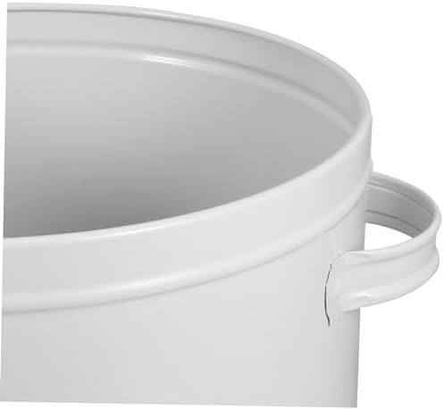 POPETPOP 1pc Iron Sheet Pet Food Storage Bucket with Measuring Cup Airtight Container for Dog and Cat Food Large Capacity Design for Storage White