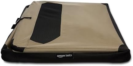 Amazon Basics Portable Folding Soft Dog Crate, Double Door, Large 36x24x24in, Tan