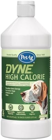 PetAg Dyne High Calorie Liquid Nutritional Supplement for Dogs & Puppies 8 Weeks and Older - 16 oz - Supports Performance and Endurance - Sweet Vanilla Flavor
