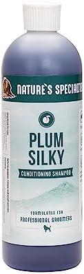 Nature's Specialties Plum Silky Ultra Concentrated Dog Shampoo Conditioner, Makes up to 3 Gallons, Natural Choice for Professional Pet Groomers, Silk Proteins, Made in USA, 16oz