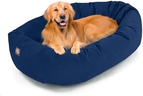 Majestic Pet Suede Calming Dog Bed, 40 Inch Large, Washable, Navy