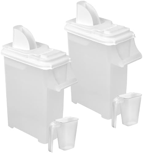 Buddeez Pet Food Storage Dispensers, 2-Pack, 8 Gallon, White Lid