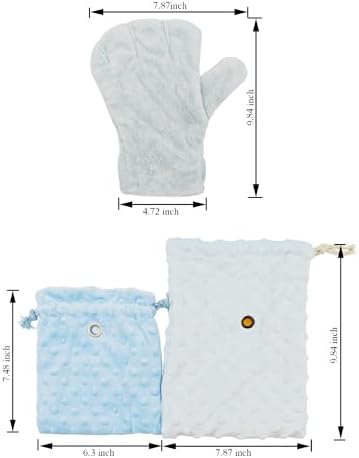 3 Pack Sugar Glider Tote Plush Sleeping Pouches & Anti Bite Mitten (Blue)