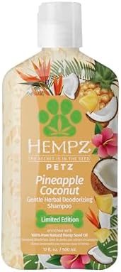 Hempz New Pet Shampoo, Scent, Tropical Pineapple Coconut, 17 oz. | Botanical formula cleanses while helping add fullness and shine