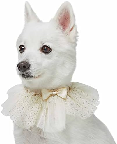 Blueberry Pet Dog of Honor Wedding Collar, Medium, Elastic Breakaway Quick Release Dog Cat Collar with Embroidered Mesh and Bowtie