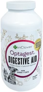 InClover Optagest Natural Digestive Aid, Organic Prebiotics & Enzymes Supplement Powder for Dogs and Cats - Promotes Healthy Stools, Less Gas, Optimal Nutrient Absorption, Intestinal Balance, 10.5oz