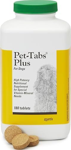 Zoetis Pet Tabs Plus 180CT,Brown,10000276 | 20 Essential Minerals & Vitamins, Restorative Formula for Aging & Working Dogs, Stress Recovery, Supports Nutritional Gaps