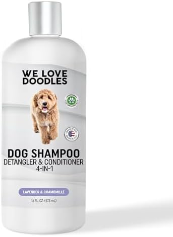 Dog Shampoo, Conditioner & Detangler, Hypoallergenic Tearless Lavender 16OZ | For Sensitive Itchy Skin, Hypoallergenic, Tearless, Best Shampoo For Smelly Dogs, Goldendoodle, Poodle & Doodle, Made in USA
