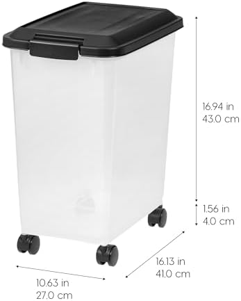 IRIS USA Dog Food Storage Container, 2-Pack, Up to 54 lbs, Black
