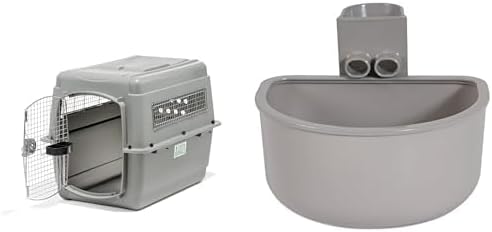 Petmate Sky Kennel for Pets 50-70 lbs (36 Inches) with Large Kennel Bowl Bundle - Airline Approved Travel Crate with External Refill Bowl