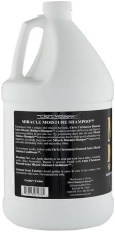 Chris Christensen Diamond Series Miracle Moisture Dog Shampoo, Groom Like a Professional, Pro-Vitamin Formula, Provides Maximum Moisture, Use on Both Dogs and Cats, Made in the USA, 128 oz