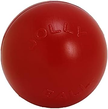 Jolly Pets Push-N-Play Small Dog Ball Toy, 4.5 in, Red | Small hard plastic push ball for dogs under 20 lbs, designed for chasing and herding play, floats, made in the USA