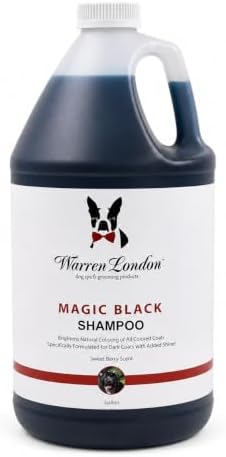 Warren London Magic Black Dog Shampoo | Brightens Any Dog Coat | Formulated for Darker Dog Coats | Puppy and Cat Safe Grooming Supplies | Berry Scent 128 Ounce, Made in USA
