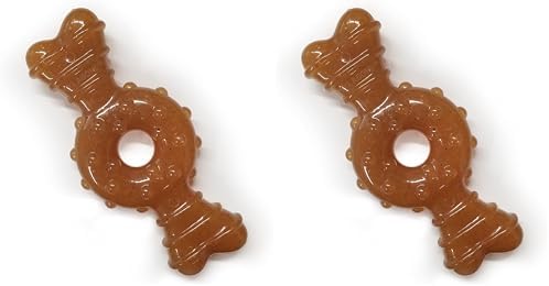 Nylabone Ring Bone Chew Toy for Puppies, Puppy Teething Toys, Puppy Enrichment Toys, Chicken Flavor, X-Small Dogs - Up to 15 lbs, 1 Count (Pack of 2)