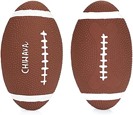 CHIWAVA 2PCS 6" Squeaky Latex Dog Toy Ball Football for Medium Large Dogs | Interactive Rugby Toys for Indoor & Outdoor Fetch and Throw, Squeeze Squeak Play