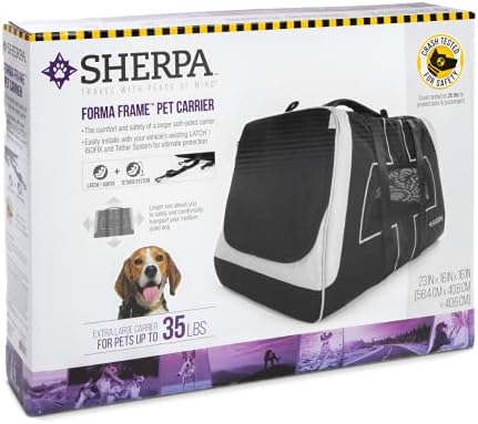 Sherpa Forma Frame Crash-Tested Travel Pet Carrier, Black, Extra Large