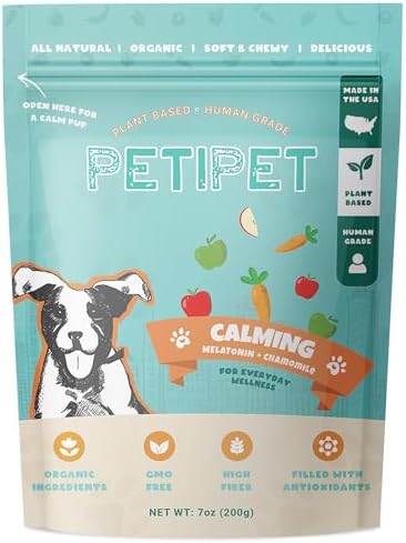 Petipet Calming Chews for Dogs, Melatonin, Chamomile, Small