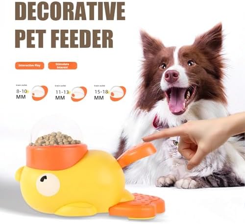 2-in-1 Interactive Dog Puzzle Toy & Slow Feeder – Fun Treat Dispenser for Small & Medium Dogs, Anti-Gulping Duck-Shaped Design, Reduces Bloating & Boredom, No Battery Required (Yellow)