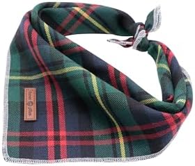 Lionet Paws Christmas Dog Bandana Washable Cotton Handkerchief Scarf Triangle Green Bandanas for Small, Small (Pack of 1), Small, Green
