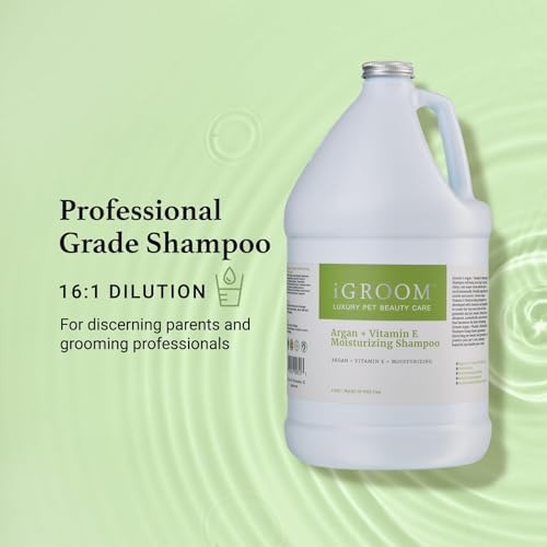 iGroom Argan+Vitamin E Dog Shampoo, Groom Like a Professional, Enhanced Cleaning Power, Recommended pH Balance, Made in USA, Gallon (Pack of 2)