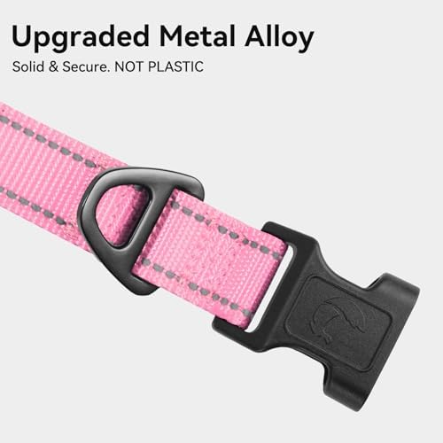 Joytale Reflective Dog Collar, Adjustable Neoprene Padded, Pink XS