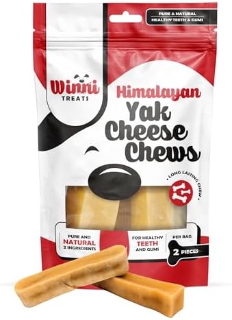 Winni Treats Yak Cheese for Dogs - Limited Ingredient, Preservative-Free, Premium Himalayan Yak Chews with Milk & Lime, Raw, Digestible Healthy Dog Chews, Long Lasting Cheese Dog Treats (2 Pieces)