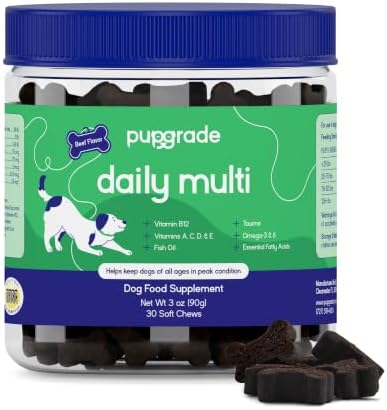 PupGrade Daily Multivitamin for Dogs, Beef Flavor – 30 Soft Chews | All-in-One Supplement with Omega Fish Oil, Vitamins A, C, D, E & B Complex for Everyday Health