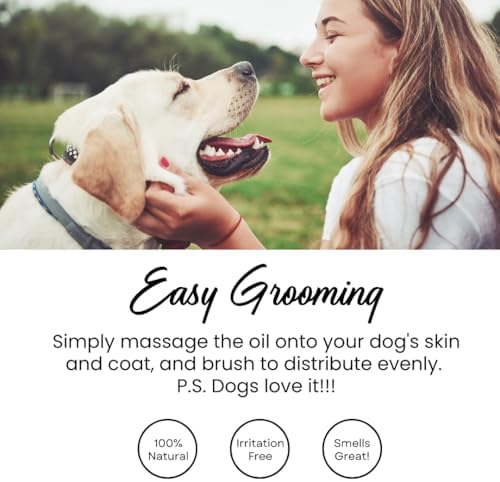 Natural Skin & Coat Oil for Dogs – Coconut, Olive & Almond Oil Dog Moisturizer for Dry, Itchy Skin & Dull Coats | Adds Shine, Softness & Helps Reduce Shedding | Lick Safe, Made in USA