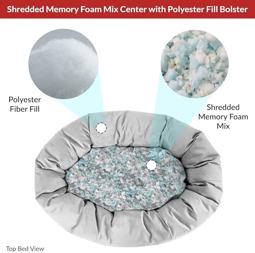 Majestic Pet Villa 24 Inch Shredded Memory Foam Dog Bed for Small Sized Dog 24x19x7 Inch–Orthopedic Pet Bed - Washable Small Puppy Mat with Head Support-Fern