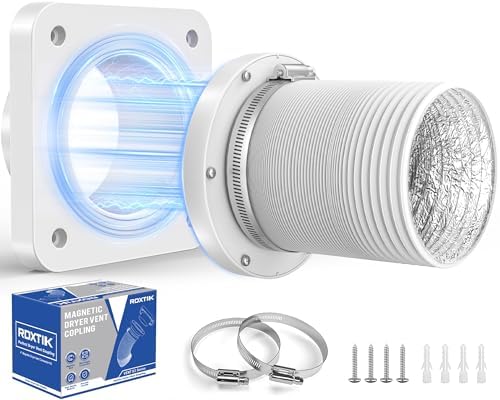 Dryer Vent Kit, DV180 Magnetic Dryer Vent Connector Kit, Airtight Seal Dryer Vent Coupling with 4" 3.3ft Duct, Quick Connector For Tight Space and Easy to Clean