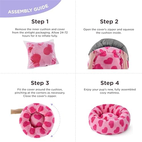 LE SURE Shown on TV Jacquard Donut Dog Beds Medium,Lover Hearts 30x30x8in