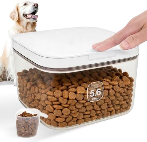LEAWALK 5-8Lbs/5.92Qt/5.6L Airtight Dog Cat Food Storage Container and Pet Storage Bin BPA-Free. PET Clear Stackable Dog Treat Containers for Pet Food/Rice/Dry/Cereals/Flour/Sugar/Bread