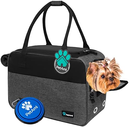 PetAmi Small Dog Purse Carrier with Pockets, Airline Approved, Charcoal
