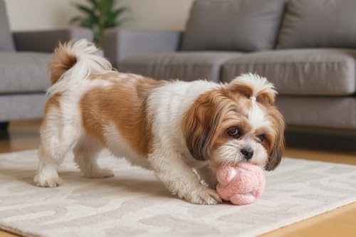 Glory To Dog Pink Snuffle Knot Interactive Dog Toy 4” Puzzle Ball | 8 Squeakers & Crinkle – Treat Hiding Enrichment Toy for Puppy & Small Breed Dogs – Durable Plush Sensory Play & Stimulation