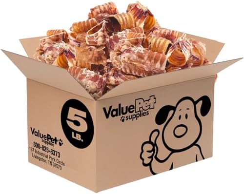 ValueBull Beef Trachea Bites for Small Dogs, Premium, 5 Pounds