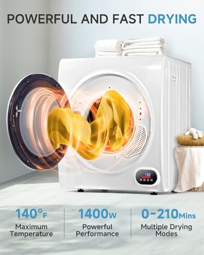 Feelfunn 2.65 Cu. Ft. Portable Clothes Dryer, 1400W Front Load