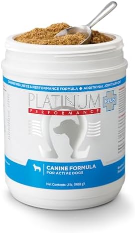 Platinum Performance® Canine PLUS | Omega-3 Wellness & Joint Support Formula for Dogs | Glucosamine Sulfate, Vitamins & Antioxidants | Dog Supplement Powder for Active & Large Breeds | 2LB | 94 Scoops