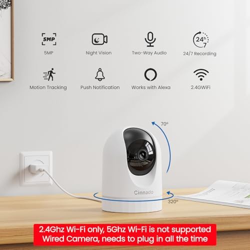 Cinnado 2K Home Security Cameras Indoor with 2.4GHz Wi-Fi & Siren, D1 4Pack