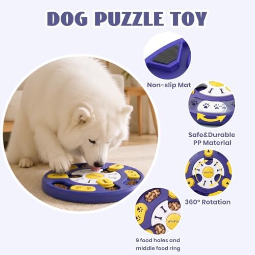 WinTour Dog Puzzle Toy,Interactive Dog Toys & Dog Puzzles for smart Dogs | Snack-Dispense,Mental Stimulation and IQ Treat Puzzle Toys for Small Medium Large Dogs Cats,Non-Slip, Easy to Clean-RoyalBlue