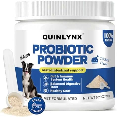 Natural Probiotic Powder for Dogs - Vet Formulated Digestive & Gut Health Supplement with 15 Probiotic Strains & 6 Billion CFU, Supports Immunity, Energy Levels, Skin and Coat Health, 30 Scoops