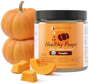 kin+kind Healthy Poops – USDA Organic Pumpkin Powder for Dogs and Cats – Prebiotic Pumpkin Powder, Supports Probiotic Activity – 8 oz