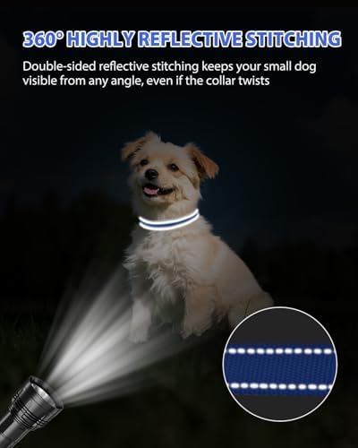 Joytale Feather-Light Dog Collar for Small Dogs & Puppies, 5/8", Navy Blue
