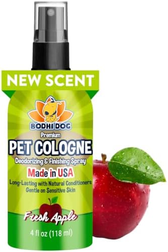 Bodhi Dog Premium Dog Cologne - Deodorizing Dog Perfume & Conditioner for Dogs & Cats - Natural Long Lasting Spray - Keeps Pets Fresh All Day - Gentle & Safe Formula, Made in USA (Fresh Apple 4 Fl Oz)