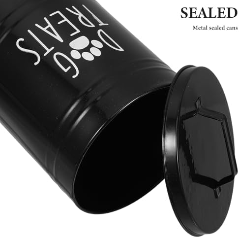 Luxshiny Airtight Metal Dog Food Storage Bin with Lid Large Dog Treat Jar for, Large, Metal, Black